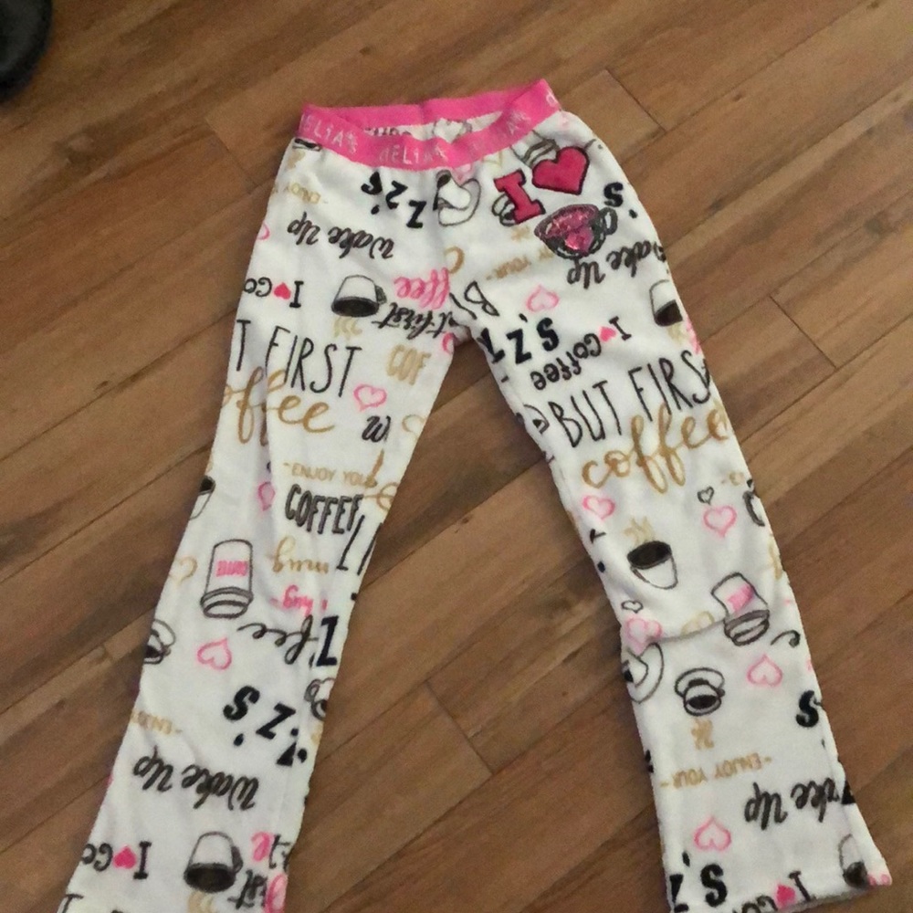 Delias coffee print fleece pajama pant